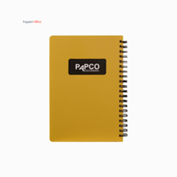 دفتریادداشت متالیک زرد پاپکو با جلد پلاستیکی